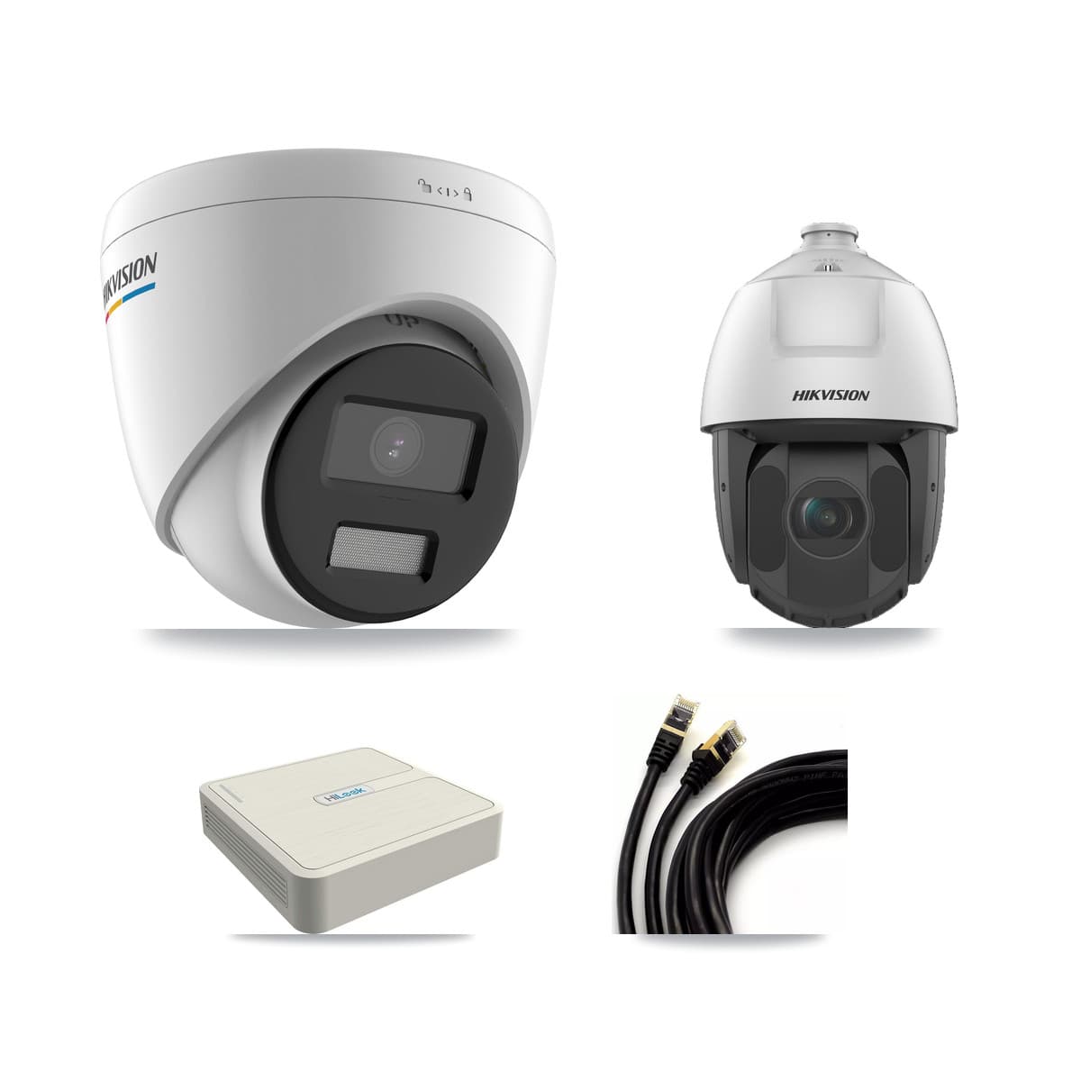 Hikvision & HiLook 8-Channel 2MP CCTV Kit — 3 Turret + 1 PTZ Cameras + 3TB Recording (NVR-108H-D Recorder)
