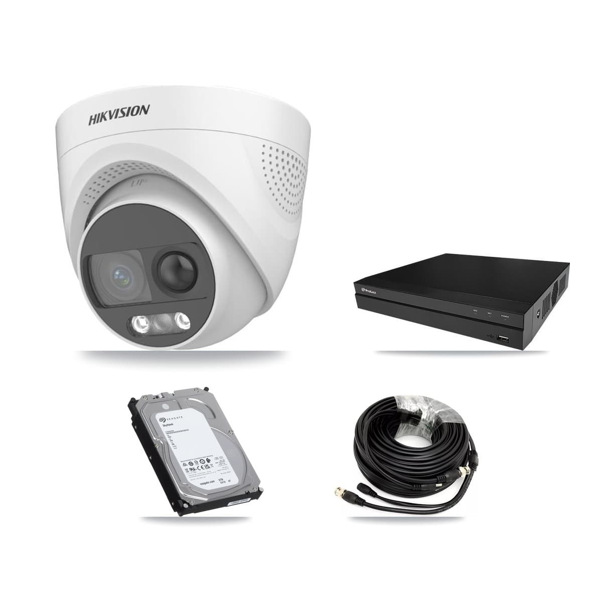 Hikvision & Prolux 8-Channel 5MP CCTV Kit — 6 DS-2CE72KF3T Turret Cameras + 2× 6TB Recording