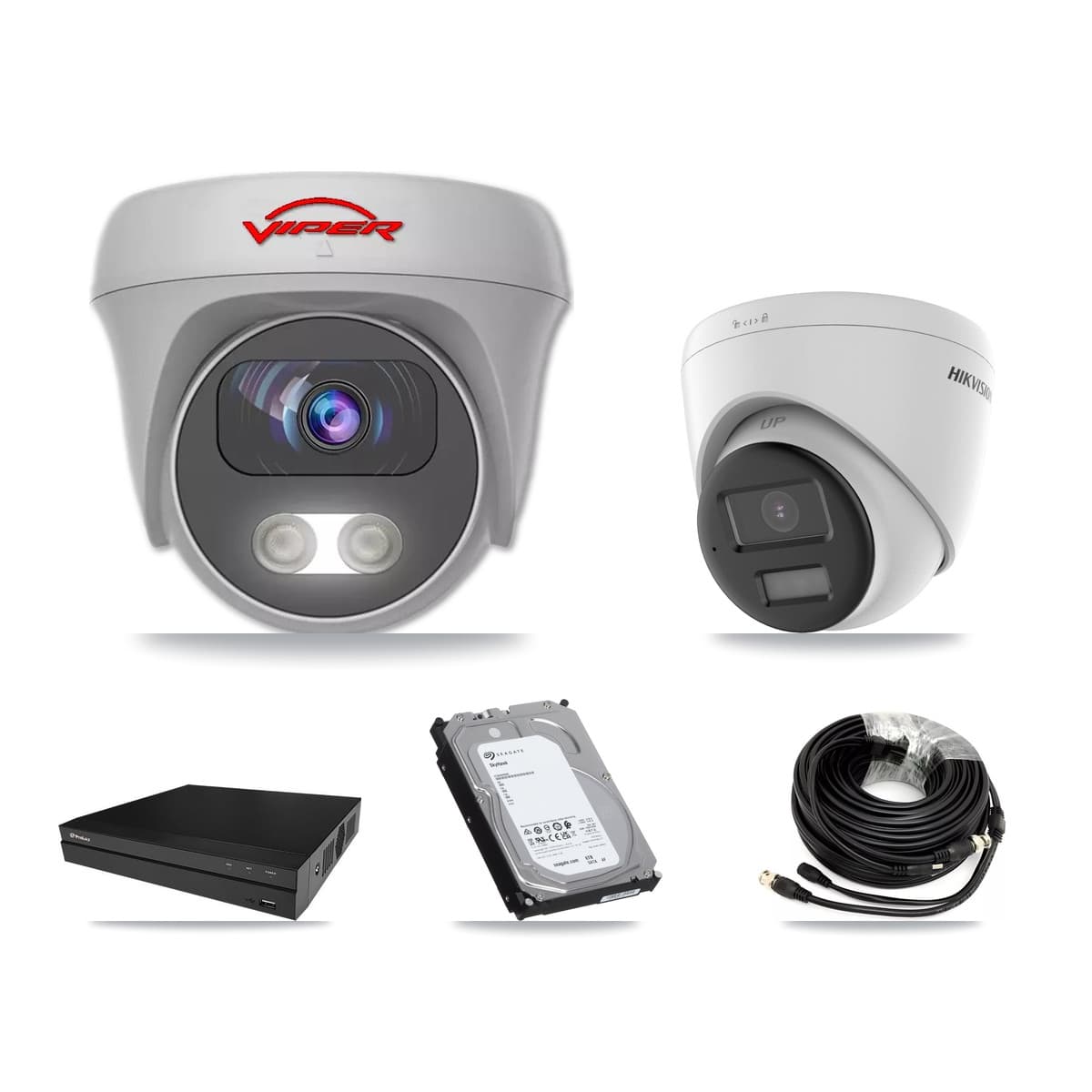 8-Channel 5MP – 4K CCTV Kit — 2 4K Turret + 5 5MP Cameras + 2× 6TB Recording - Image 1