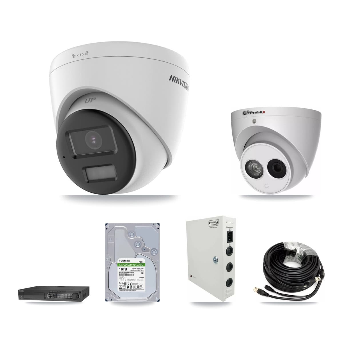 Hikvision & Prolux 32-Channel 4MP – 4K CCTV Kit — 16 4K + 1 4MP Turret Cameras + 4× 10TB Recording