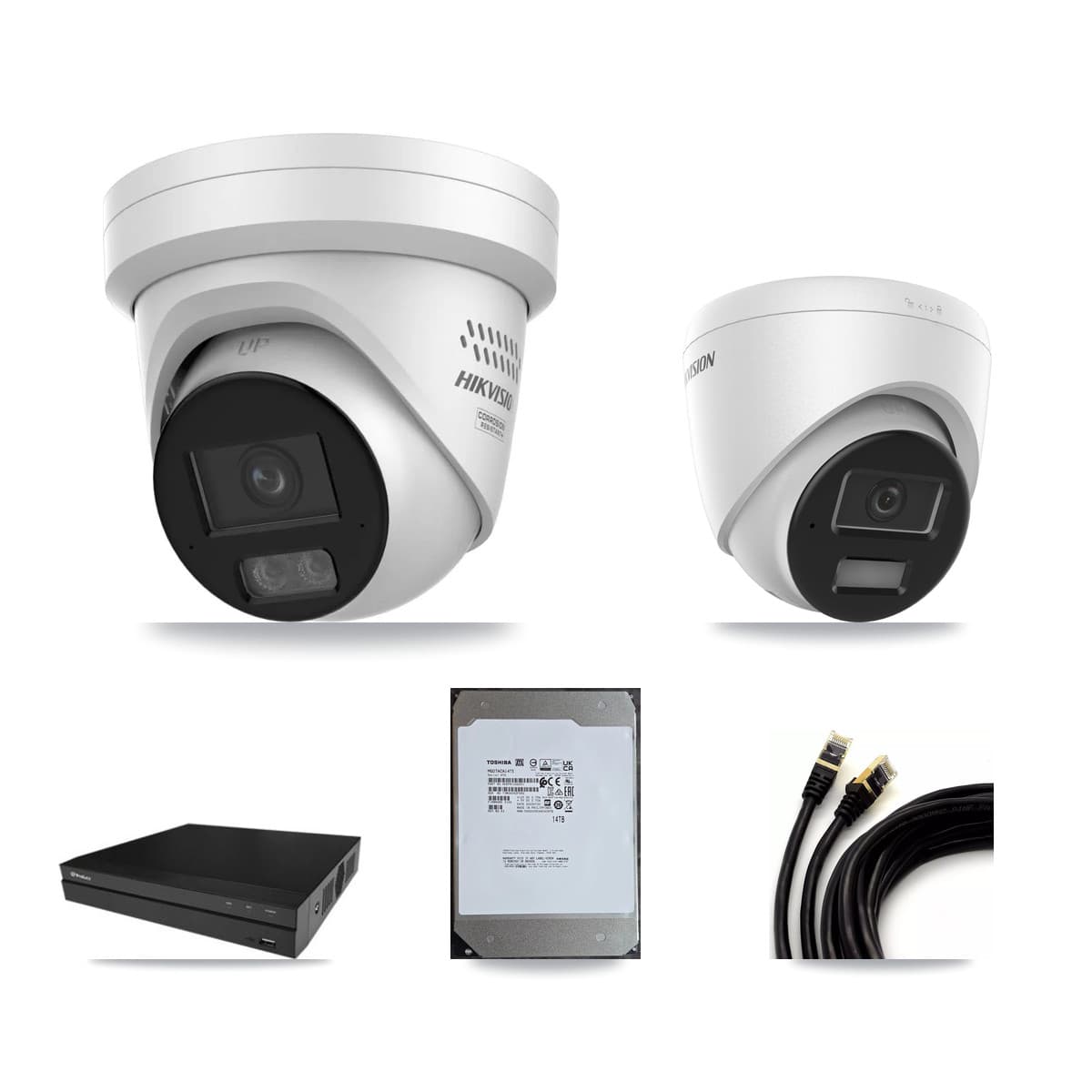 Hikvision & Prolux 16-Channel 4MP CCTV Kit — 2 DS-2CD1343G2 + 6 DS-2CD2347G3 Turret Cameras + 14TB Recording