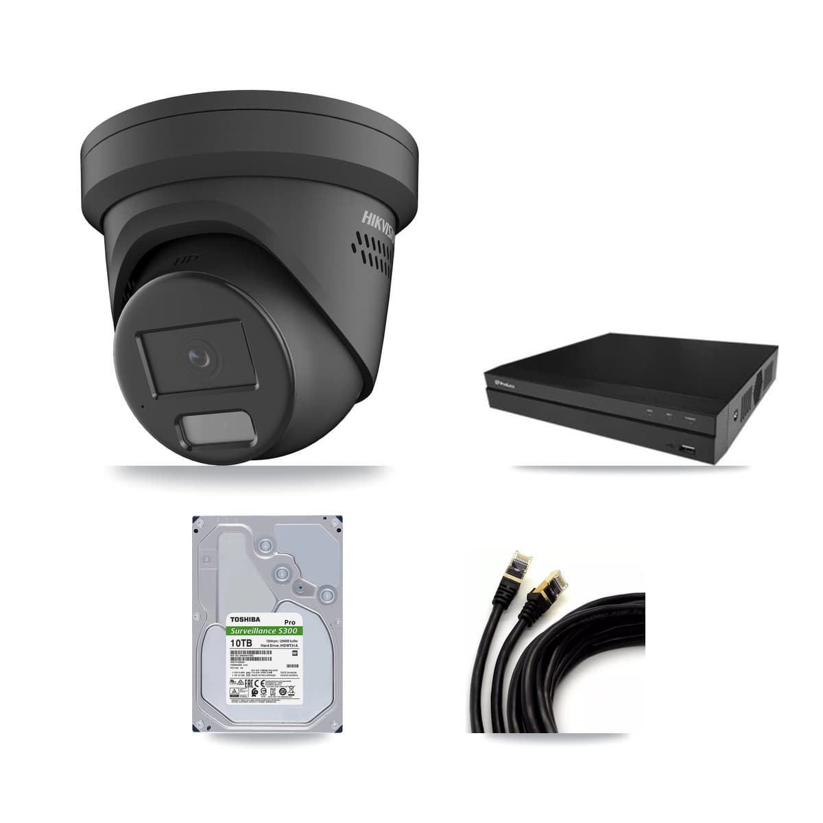 Hikvision & Prolux 16-Channel 4MP CCTV Kit — 8 Black Turret Cameras + 10TB Recording