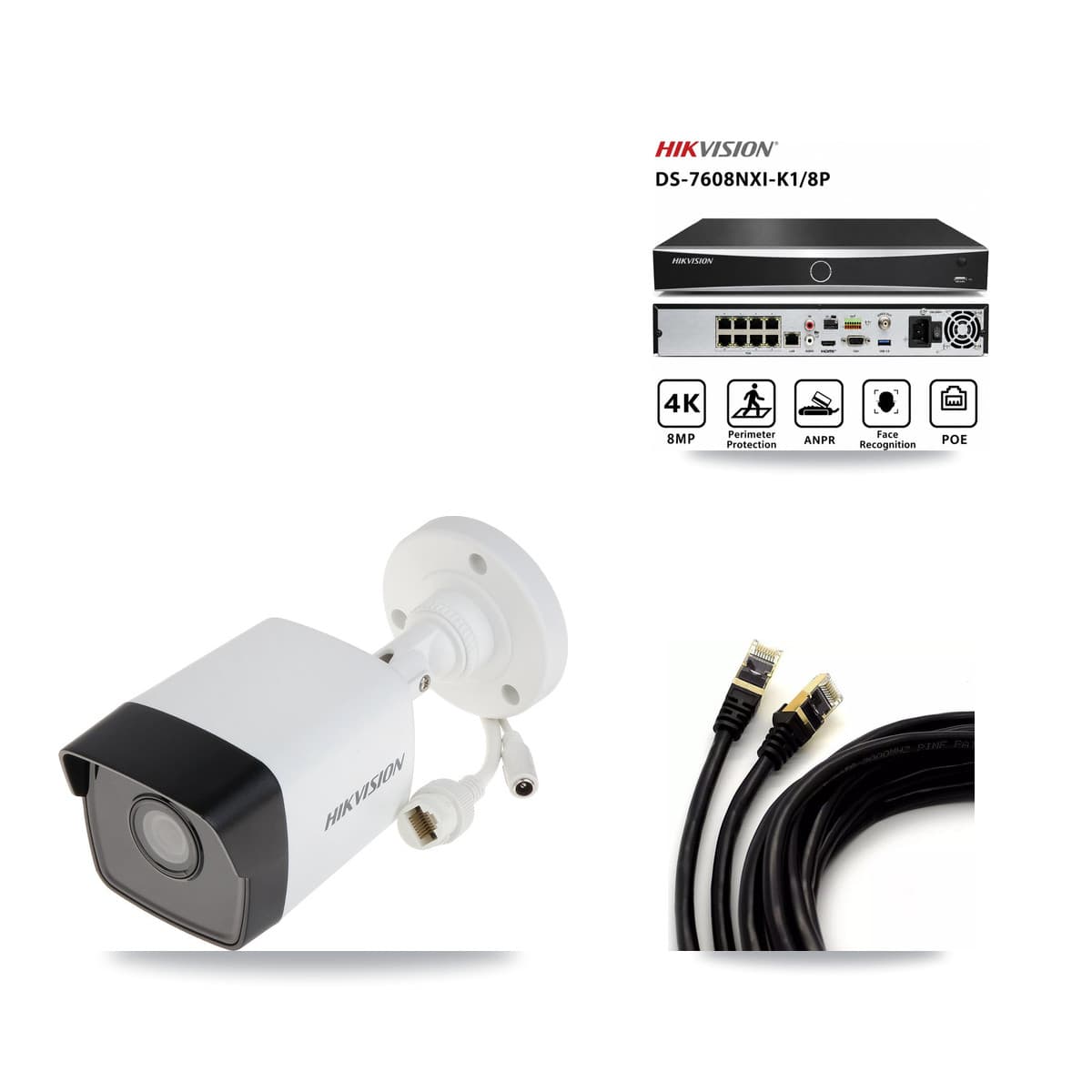Hikvision 8-Channel 5MP CCTV Kit — 2 Bullet Cameras + 3TB Recording (DS-7608NXI Recorder)