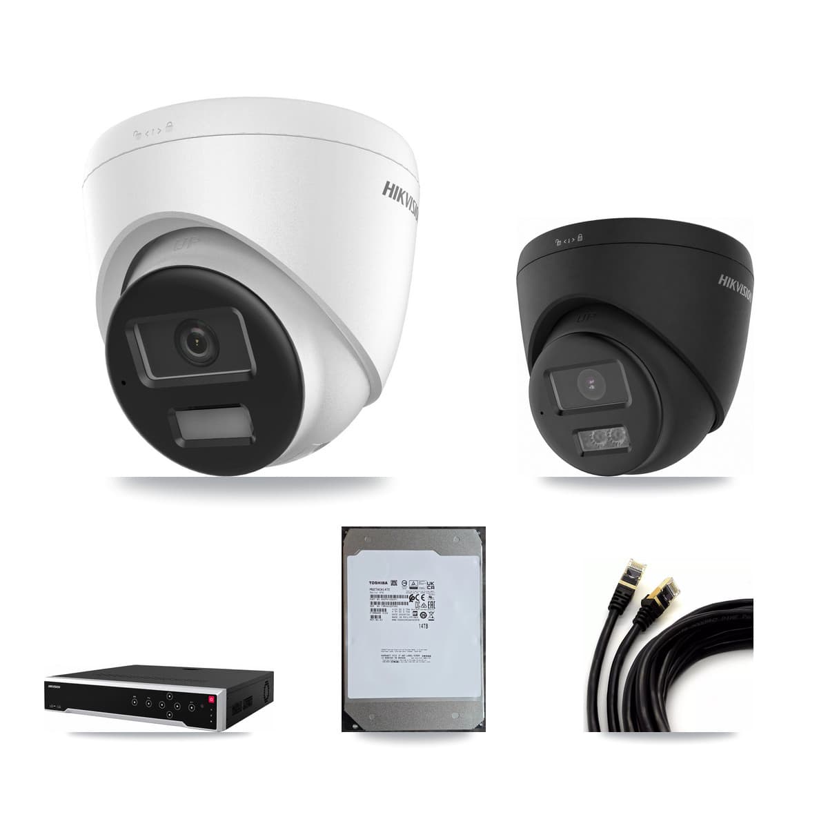Hikvision 32-Channel 4K CCTV Kit — 11 + 1 Black Turret Cameras + 2× 14TB Recording - Image 1