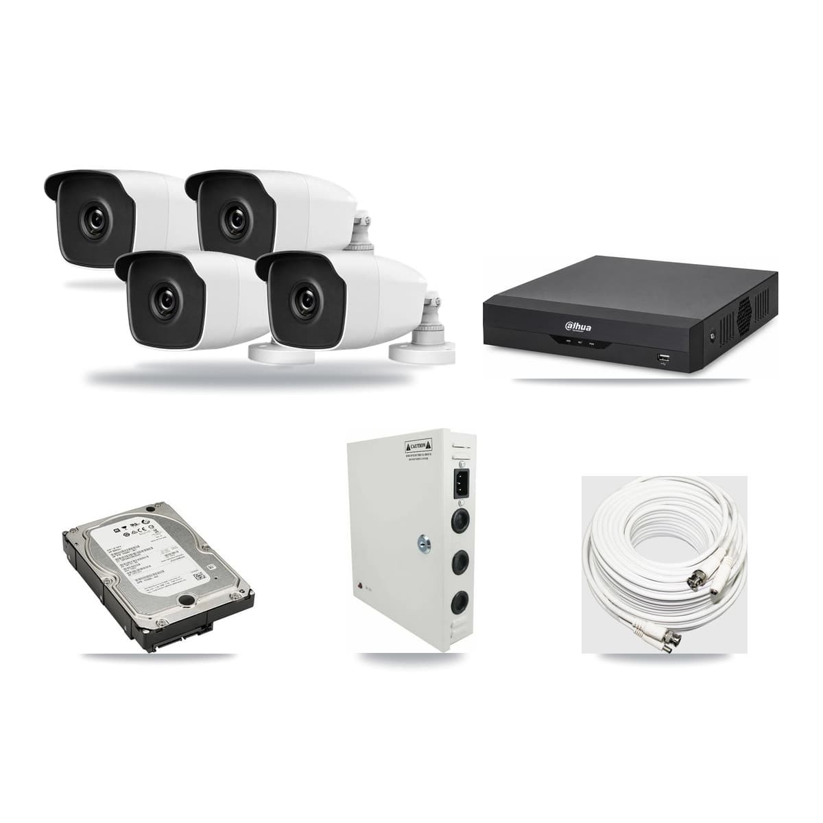 HiLook & Dahua 4-Channel 3MP CCTV Kit — 4 Bullet Cameras + 5TB Recording - Image 1