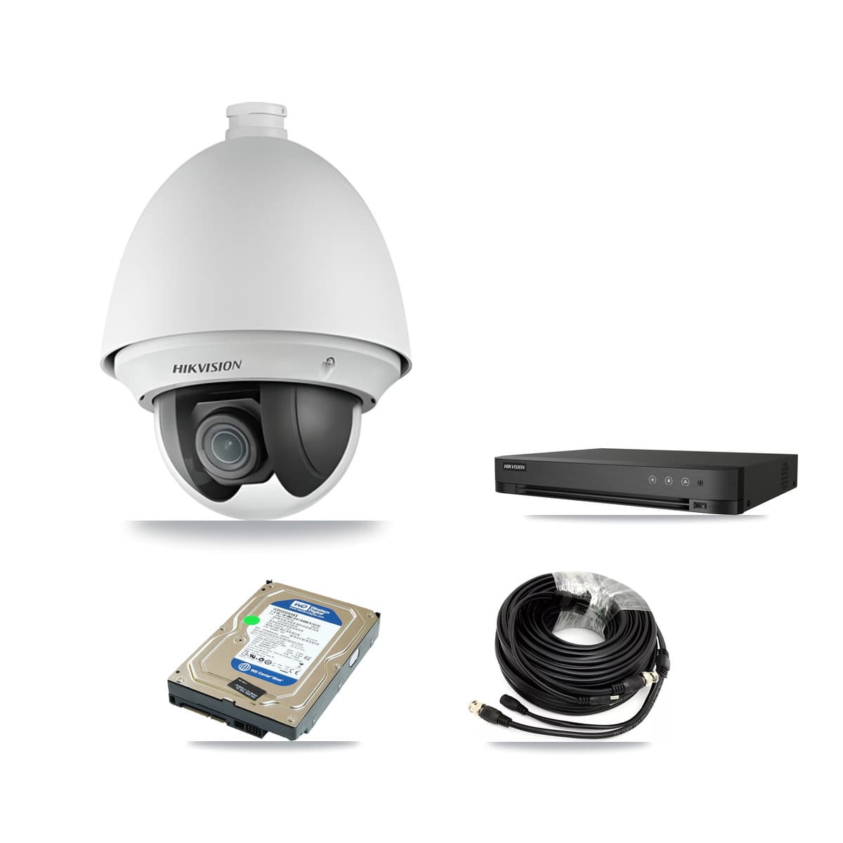 Hikvision 4-Channel 2MP CCTV Kit — 2 PTZ Cameras + 500GB Recording (IDS-7204HUHI Recorder)