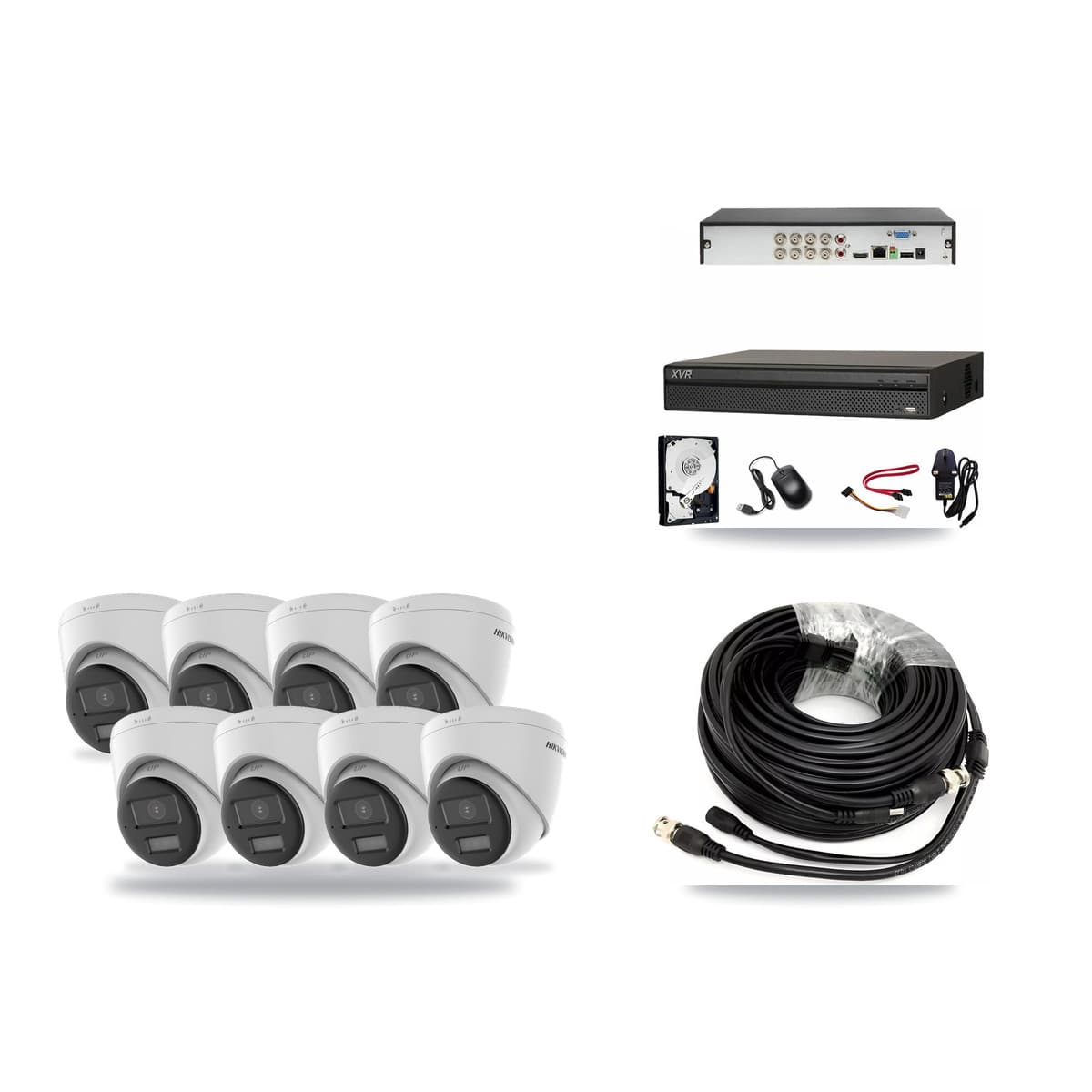 Hikvision & Dahua 8-Channel 5MP CCTV Kit — 8 DS-2CE78K0T-LPTS Turret Cameras + 3TB Recording (XVR-3108AD-4K Recorder) - Image 1