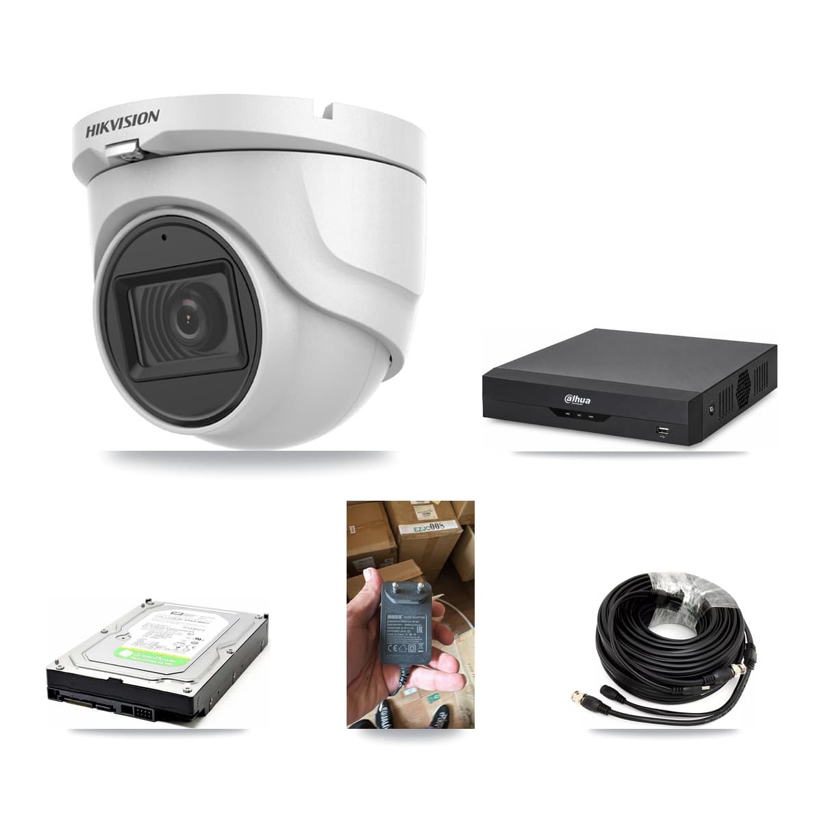 Hikvision & Dahua 4-Channel 5MP CCTV Kit — 1 DS-2CE76H0T Turret Camera + 1TB Recording