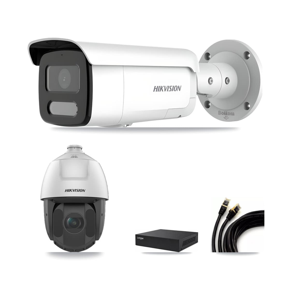 Hikvision & Longse 8-Channel 2MP – 4MP CCTV Kit — 5 4MP Bullet + 1 2MP PTZ Cameras + 8TB Recording