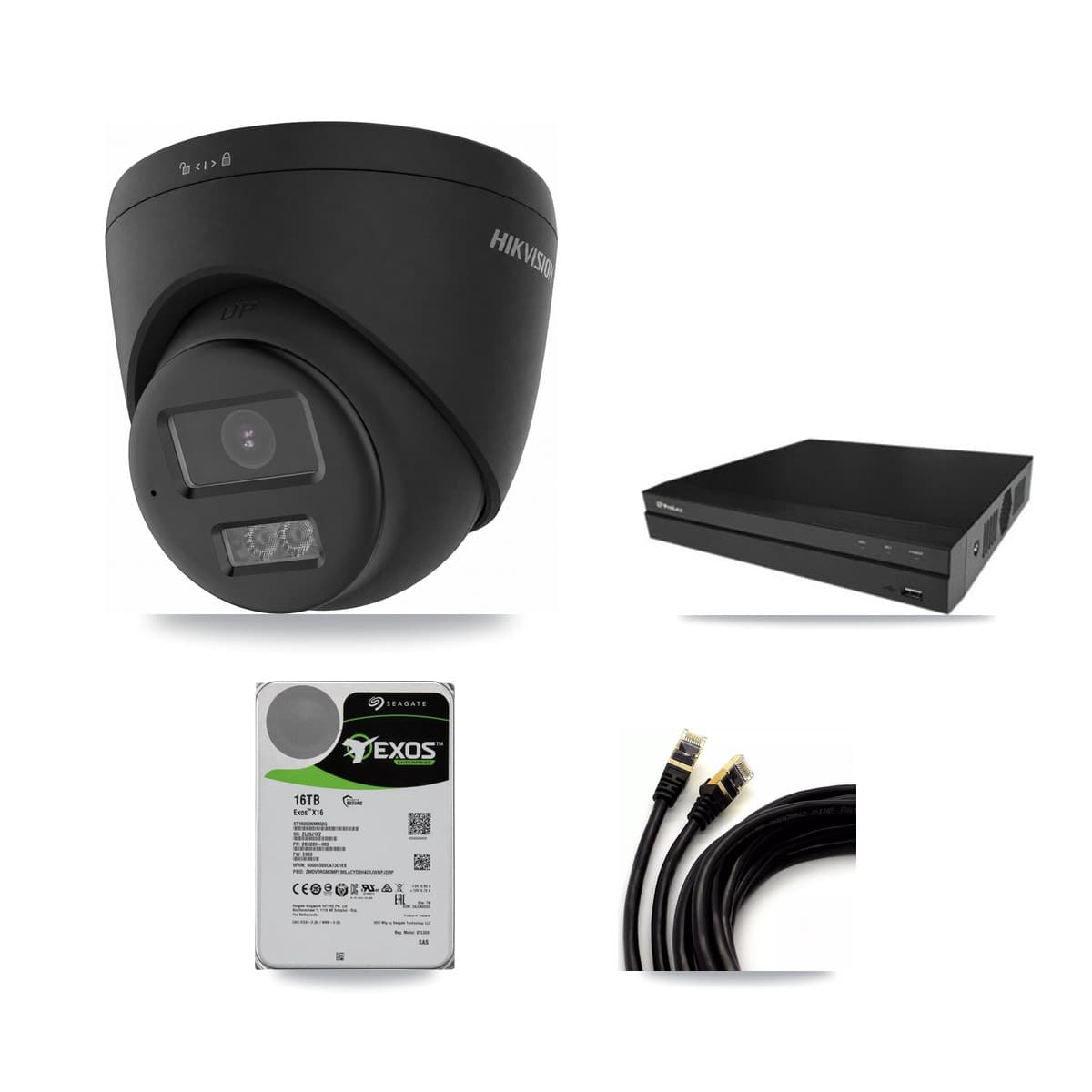 Prolux 16-Channel 4K CCTV Kit — 6 Black Turret Cameras + 16TB Recording
