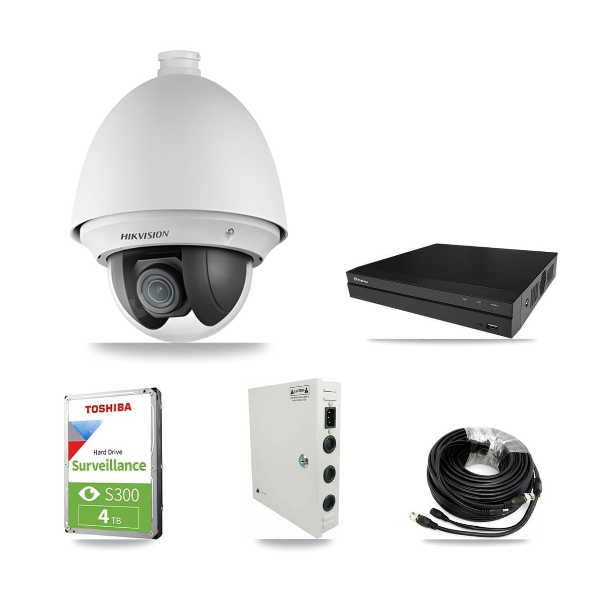 Hikvision & Prolux 8-Channel 2MP CCTV Kit — 6 DS-2AE4225T PTZ Cameras + 4TB Recording (PXD-5208AN Recorder)
