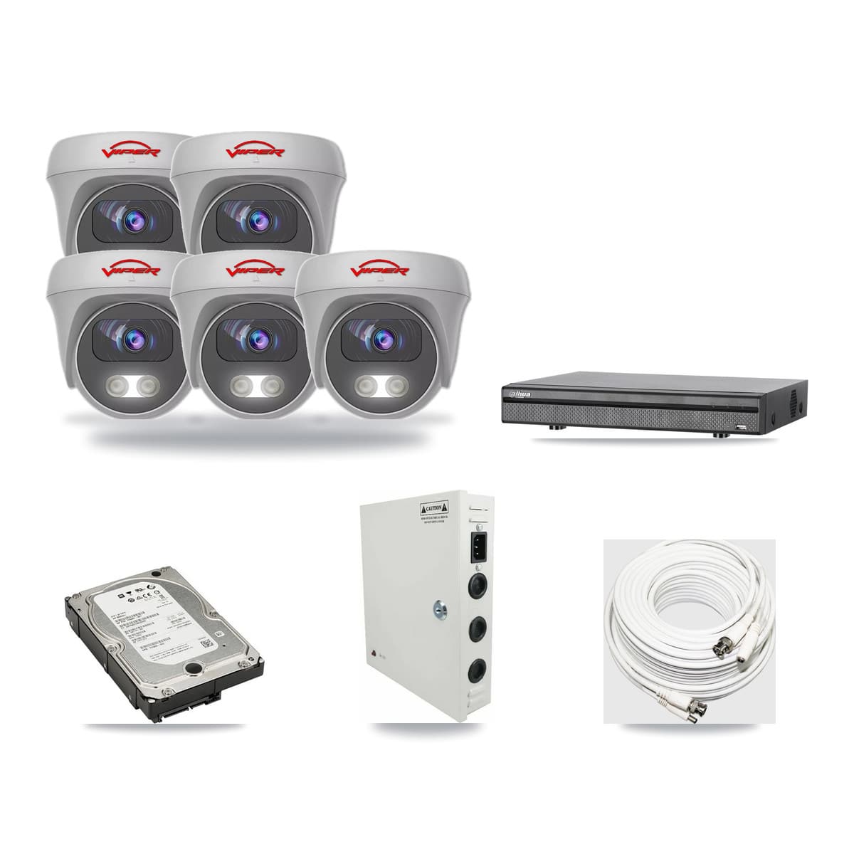 Viper & Dahua 8-Channel 5MP CCTV Kit — 5 Cameras + 5TB Recording - Image 1