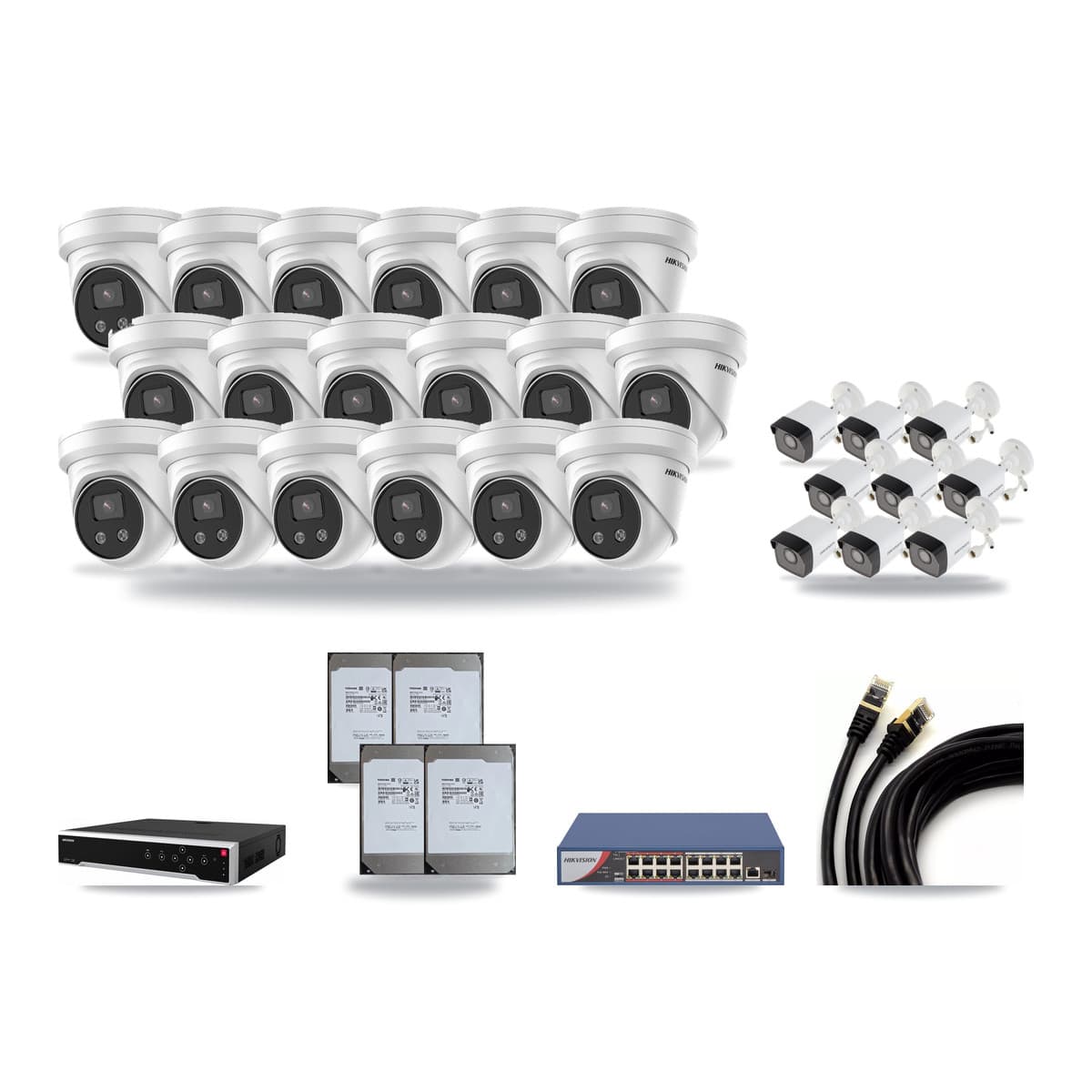 Hikvision 32-Channel 5MP CCTV Kit — 9 Bullet + 18 Turret Cameras + 4× 14TB Recording - Image 1
