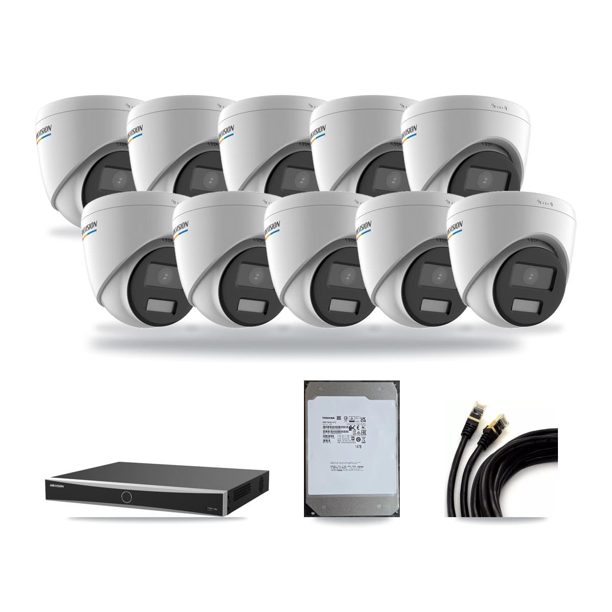 Hikvision 16-Channel 2MP – 5MP CCTV Kit — 10 2MP Turret + 5 5MP Dome Cameras + 14TB Recording (DS-7616NXI Recorder) - Image 1