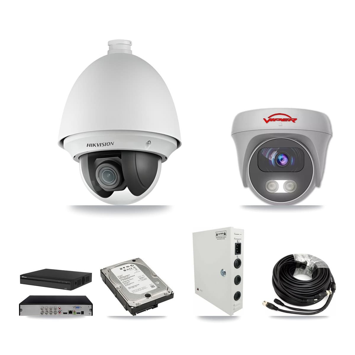 8-Channel 2MP – 5MP CCTV Kit — 5 2MP PTZ + 1 White 5MP Cameras + 5TB Recording (PXD-5108HS Recorder) - Image 1