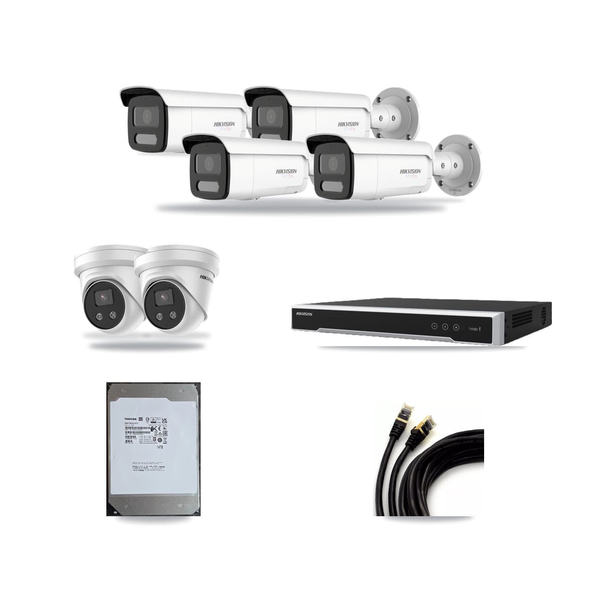 Hikvision 8-Channel 5MP – 4K CCTV Kit — 4 4K Bullet + 2 5MP Turret Cameras + 14TB Recording - Image 1