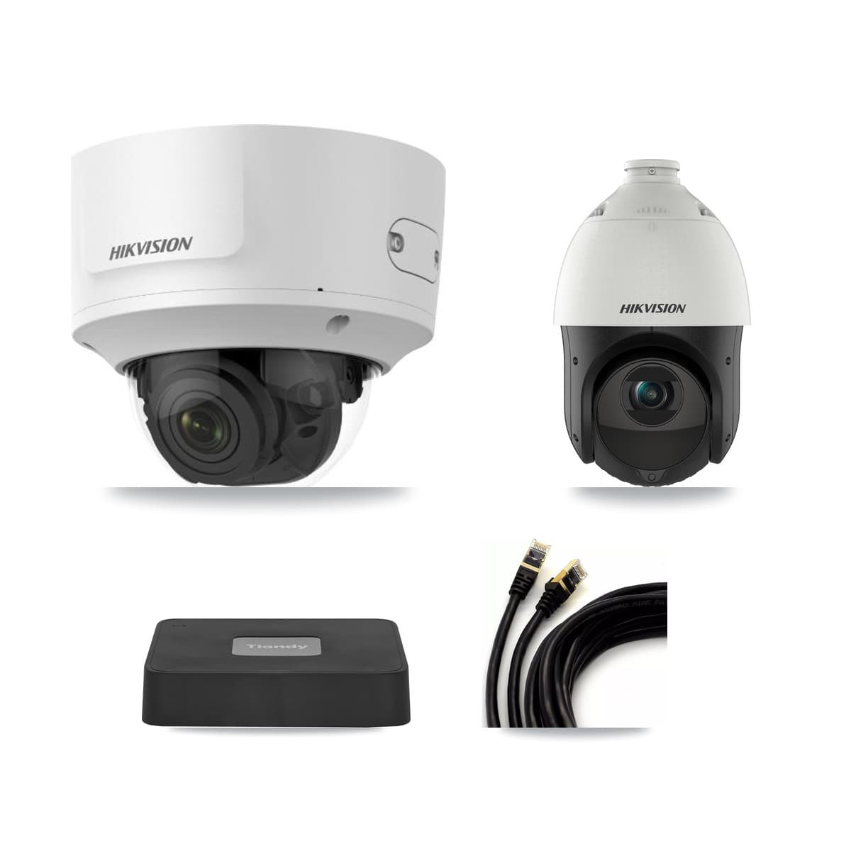 Hikvision & Tiandy 4-Channel 2MP – 4MP CCTV Kit — 2 2MP Dome + 1 4MP PTZ Cameras + 3TB Recording - Image 1