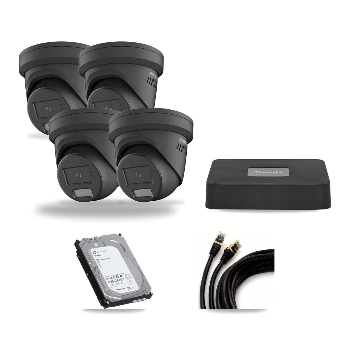 Tiandy 4-channel CCTV kit: 4 cameras (4× 4MP Turret), 6TB hard drive