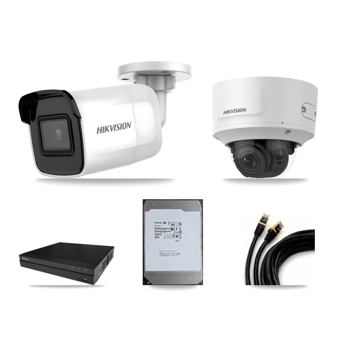 Hikvision & Prolux 16-Channel 2MP – 4K CCTV Kit — 5 4K Bullet + 1 2MP Dome Cameras + 14TB Recording
