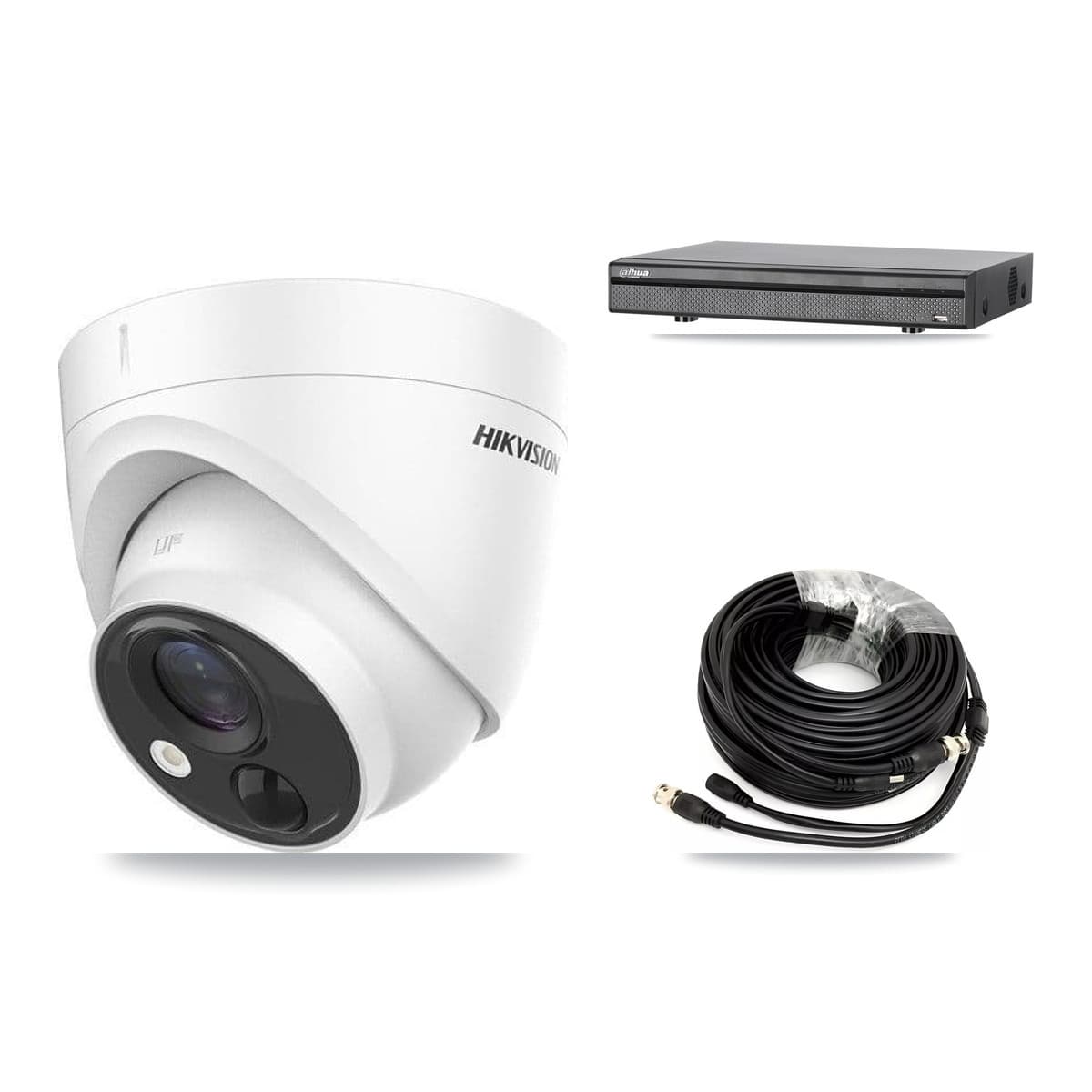 Hikvision & Dahua 8-Channel 5MP CCTV Kit — 6 DS-2CE71H0T Turret Cameras + 8TB Recording (DH-XVR5108H Recorder)