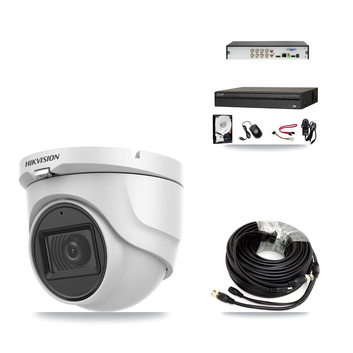 Hikvision & Dahua 8-Channel 5MP CCTV Kit — 2 DS-2CE76H0T Turret Cameras + 3TB Recording (XVR-3108AD Recorder)
