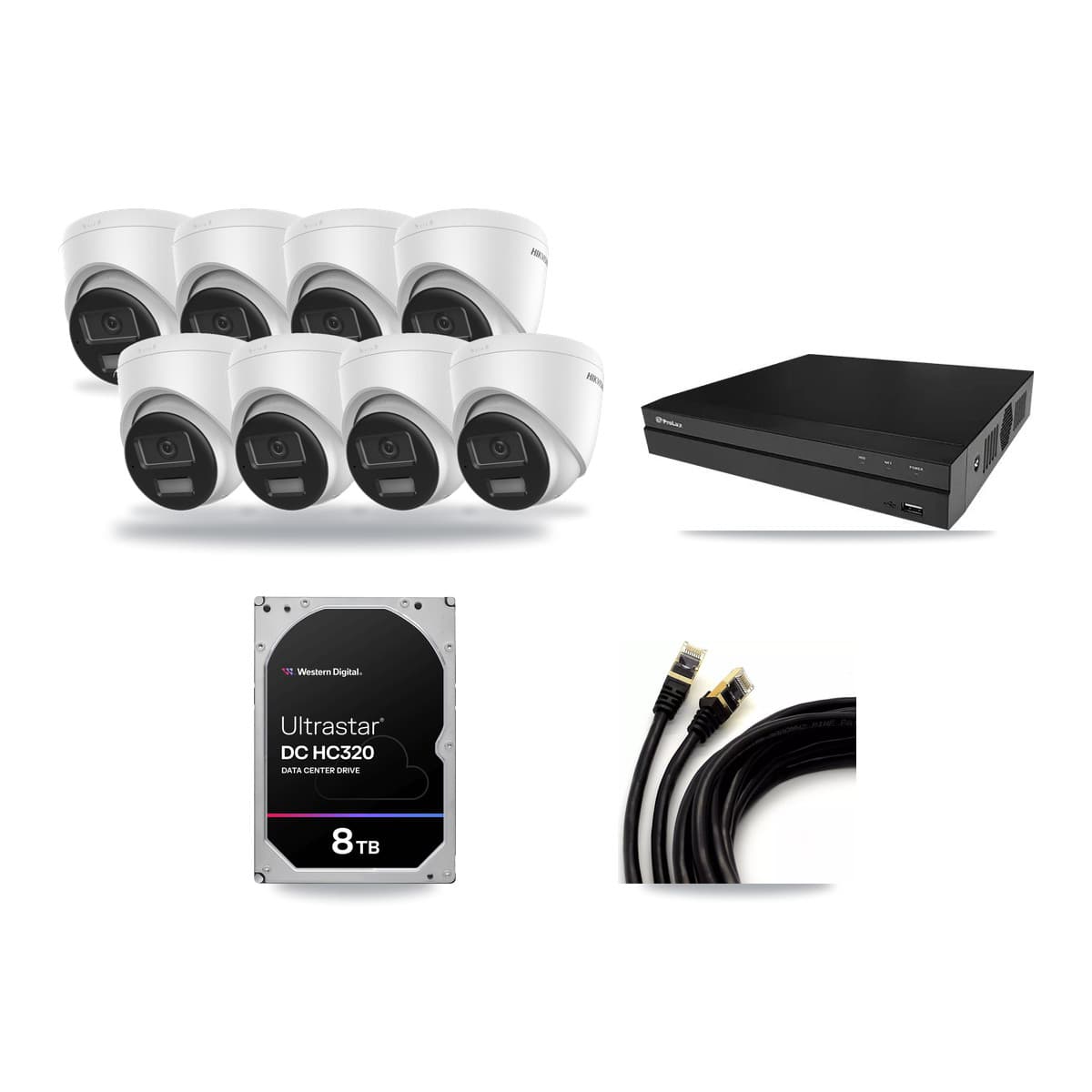 Hikvision & Prolux 8-Channel 4K CCTV Kit — 8 DS-2CD1383G2-LIU Turret Cameras + 8TB Recording (PXN-2108HS-8P-4K Recorder) - Image 1