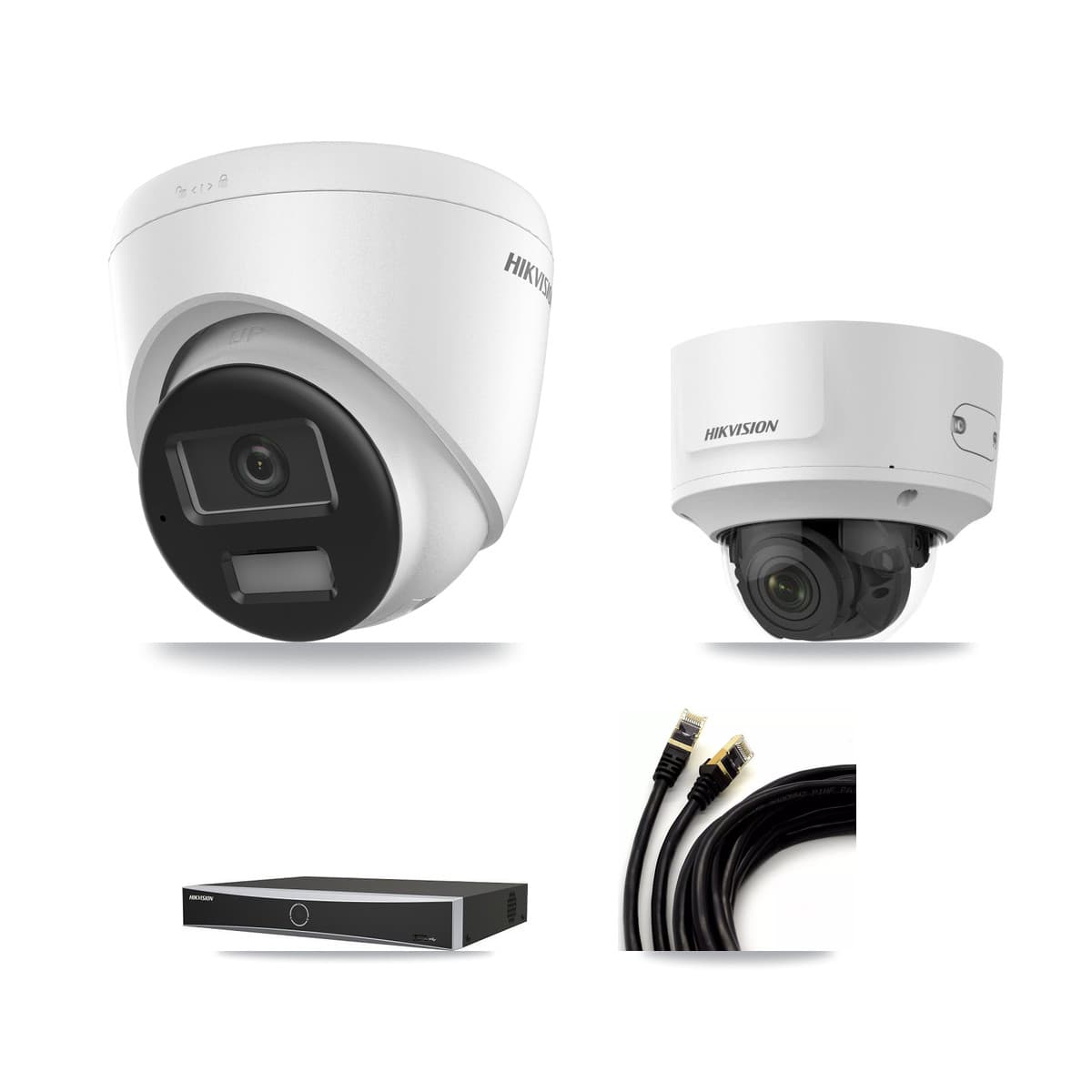 Hikvision 4-Channel 2MP – 4K CCTV Kit — 1 4K Turret + 1 2MP Dome Cameras + 3TB Recording