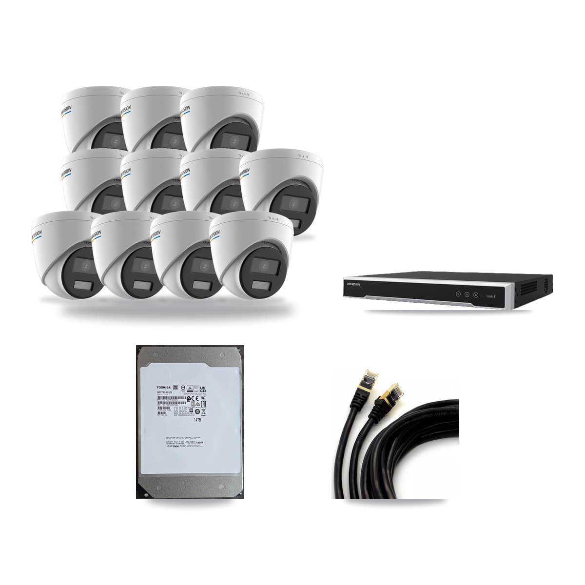 Hikvision 16-Channel 2MP – 5MP CCTV Kit — 11 2MP Turret + 5 5MP Dome Cameras + 14TB Recording (DS-7616NI-M2 Recorder) - Image 1