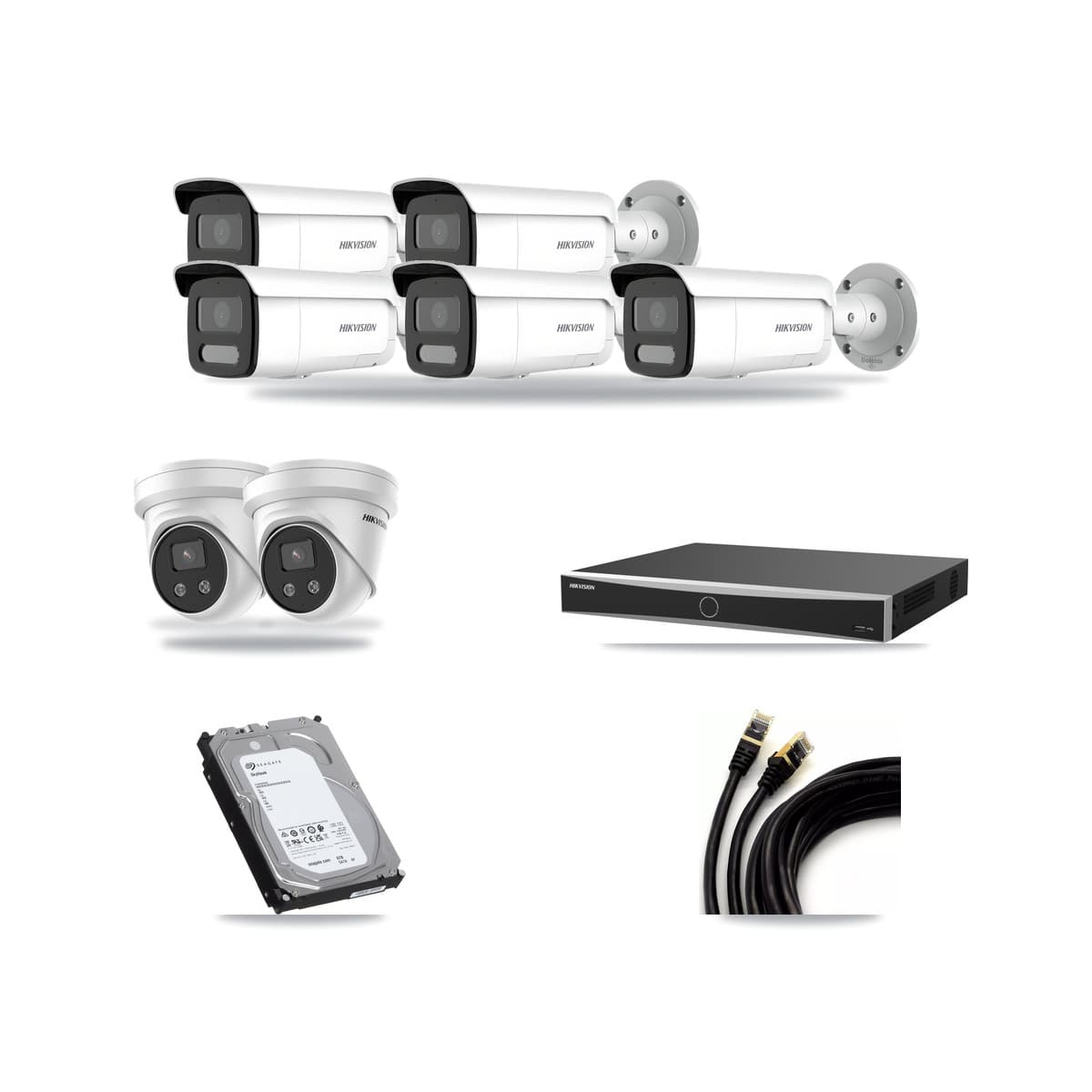 Hikvision 16-Channel 4MP – 5MP CCTV Kit — 5 4MP Bullet + 2 5MP Turret Cameras + 6TB Recording - Image 1