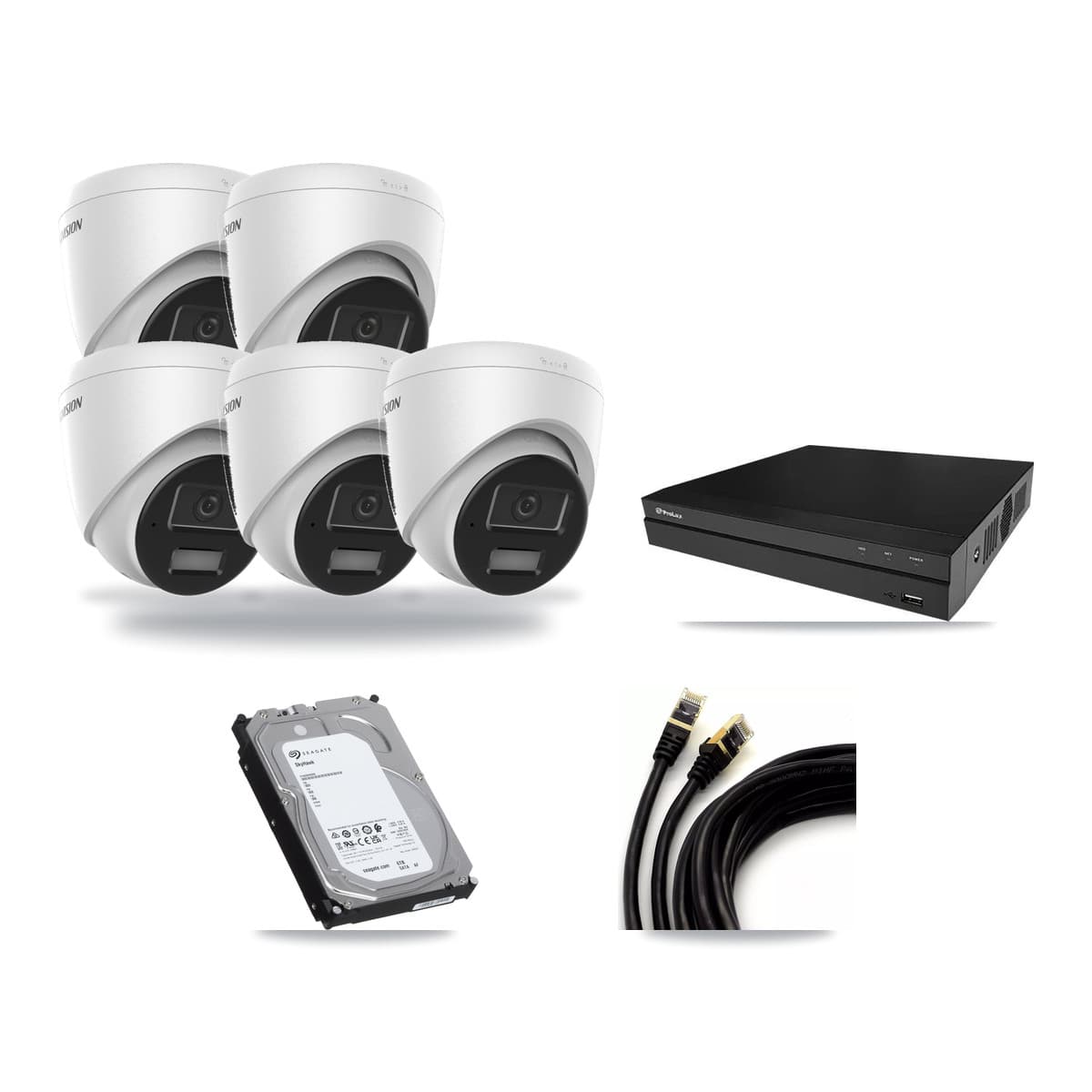 Hikvision & Prolux 8-Channel 4MP CCTV Kit — 5 DS-2CD1343G2 Turret Cameras + 6TB Recording - Image 1