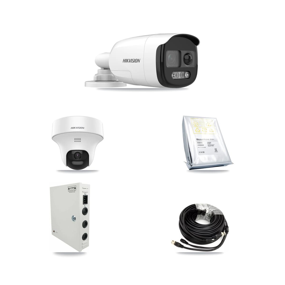 Hikvision 32-Channel 5MP CCTV Kit — 12 DS-2CE12KF3T Bullet + 12 DS-2CE70K0T Turret Cameras + 4× 8TB Recording