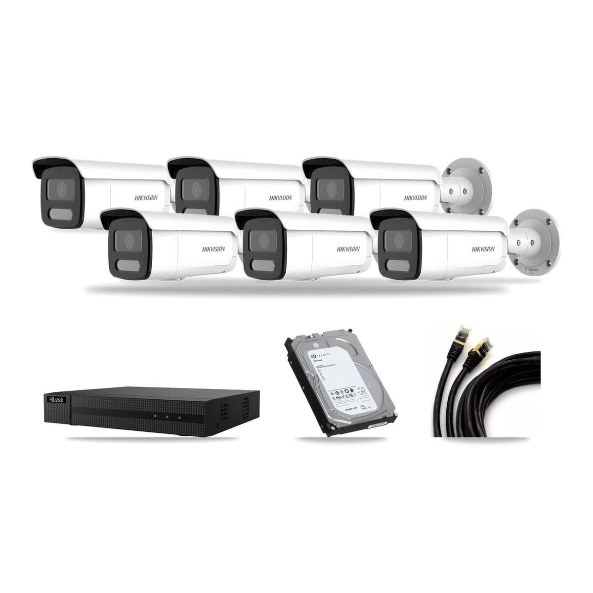 Hikvision & HiLook 8-Channel 4MP CCTV Kit — 6 Bullet Cameras + 6TB Recording (NVR-108MH-D Recorder) - Image 1