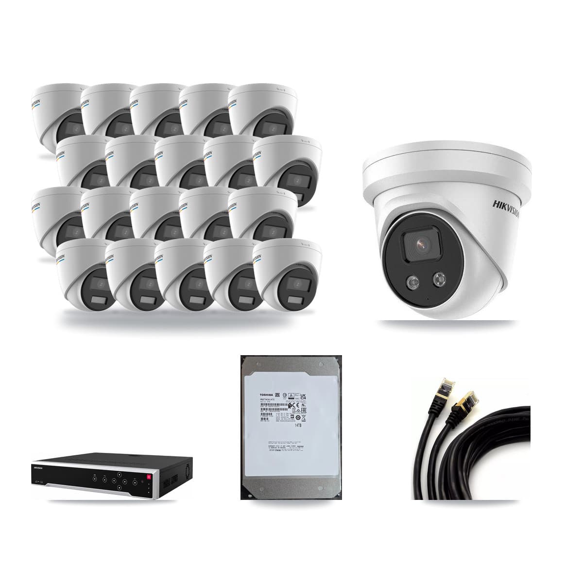 Hikvision 32-Channel 2MP – 5MP CCTV Kit — 20 2MP + 1 5MP Turret Cameras + 14TB Recording - Image 1
