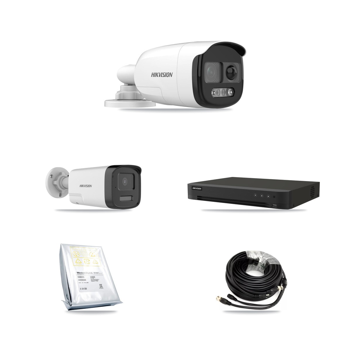 Hikvision 8-Channel 5MP CCTV Kit — 3 DS-2CE12KF3T-PIRXO + 3 DS-2CE17K0T-LXTS Bullet Cameras + 8TB Recording (IDS-7208HUHI-M1/XT Recorder) - Image 1