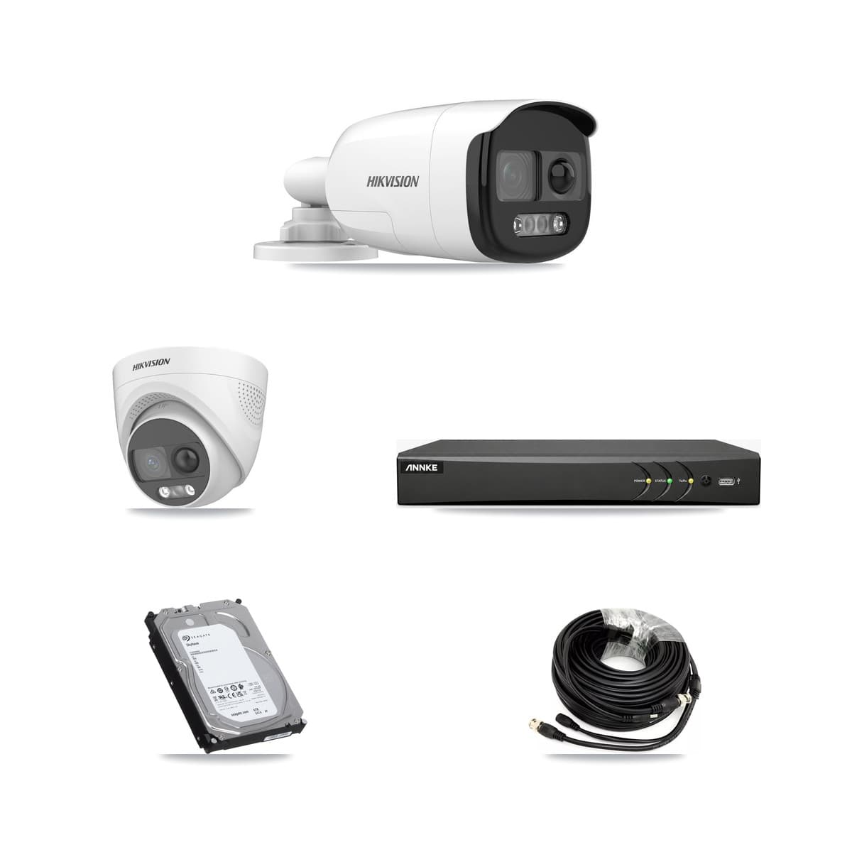 Hikvision & ANNKE 4-Channel 5MP CCTV Kit — 3 DS-2CE12KF3T Bullet + 1 DS-2CE72KF3T Turret Cameras + 6TB Recording