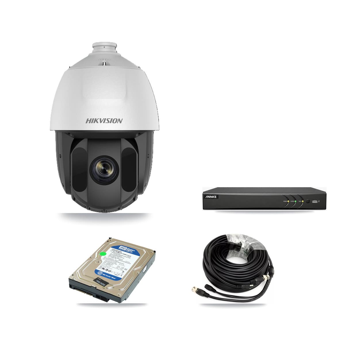 Hikvision & ANNKE 4-Channel 2MP CCTV Kit — 1 DS-2AE5225TI PTZ Camera + 500GB Recording