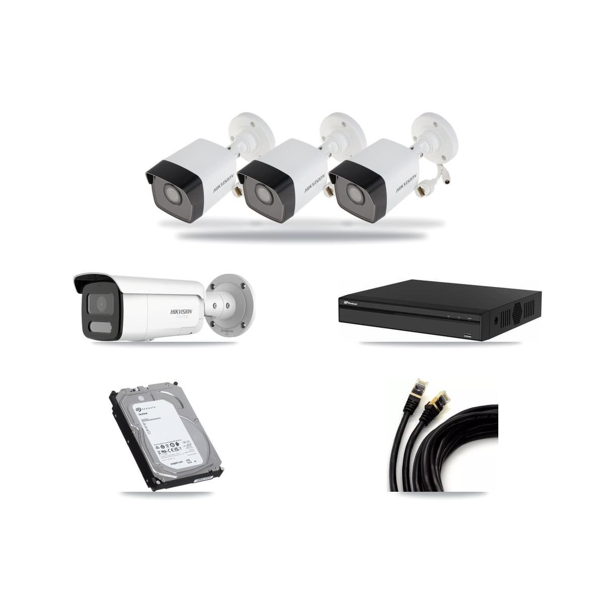 Hikvision & Prolux 4-Channel 5MP – 4K CCTV Kit — 3 5MP + 1 4K Bullet Cameras + 6TB Recording - Image 1