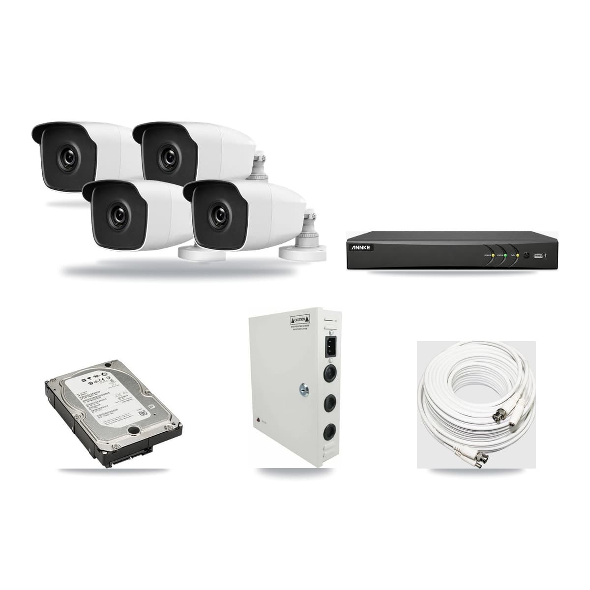 HiLook & ANNKE 4-Channel 3MP CCTV Kit — 4 Bullet Cameras + 5TB Recording - Image 1