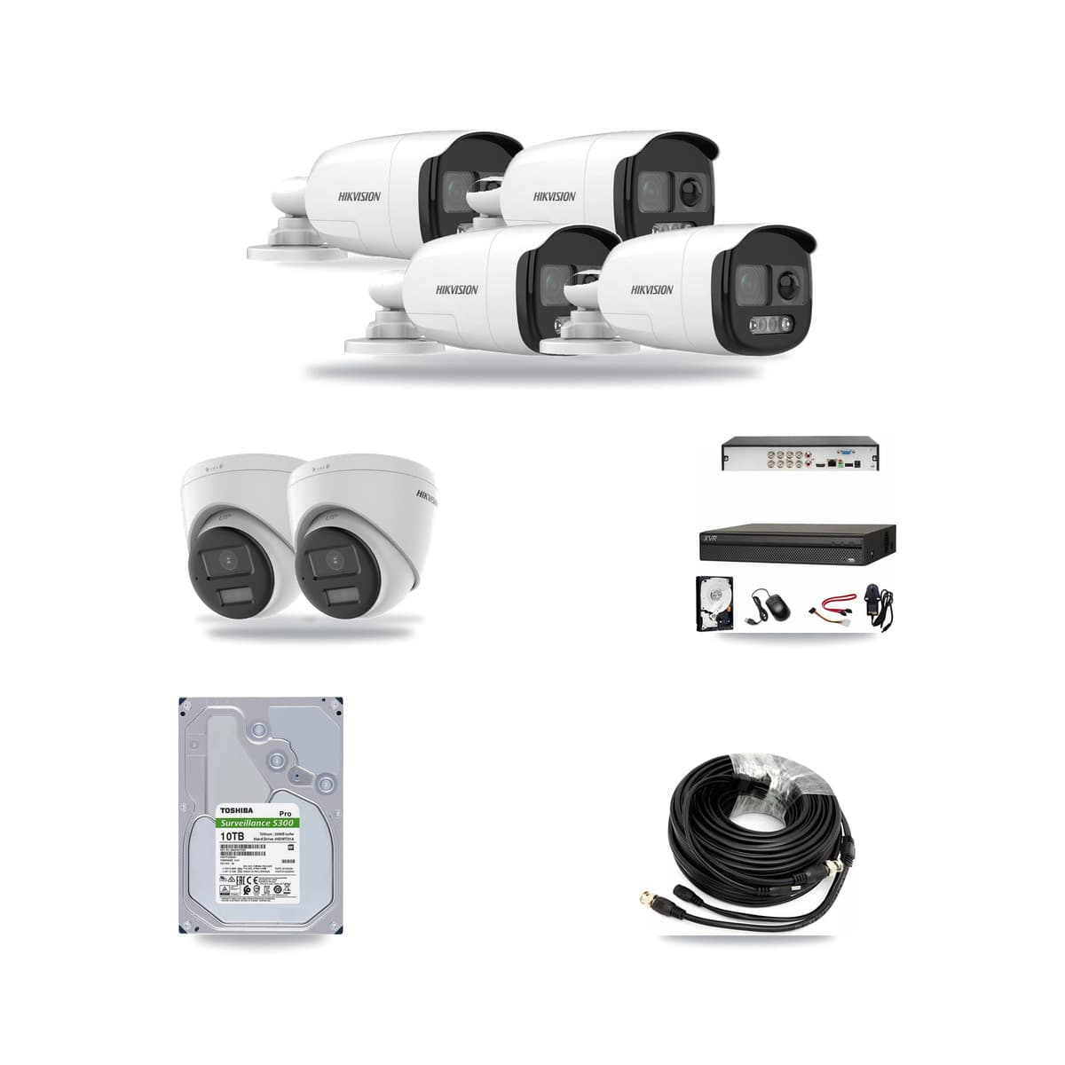 Hikvision & Dahua 8-Channel 5MP – 4K CCTV Kit — 4 DS-2CE12KF3T 5MP Bullet + 2 DS-2CE78U0T 4K Turret Cameras + 10TB Recording (XVR-3108AD Recorder) - Image 1
