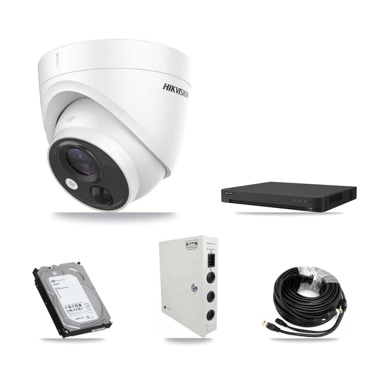 Hikvision 32-Channel 5MP CCTV Kit — 16 DS-2CE71H0T Turret Cameras + 6TB Recording (IDS-7232HQHI Recorder)