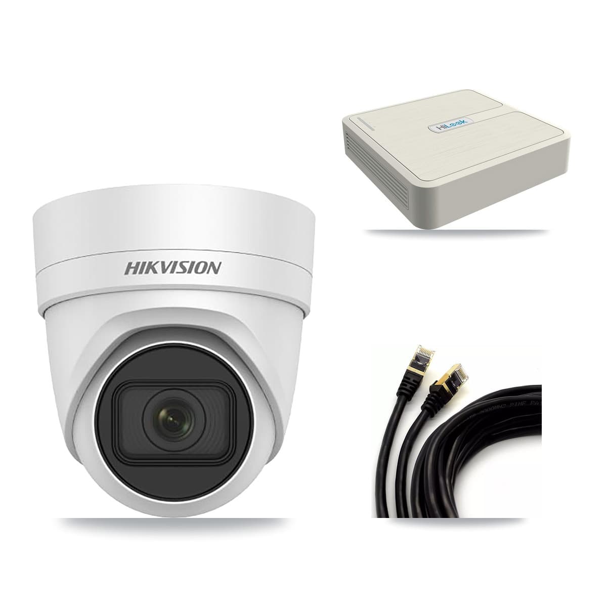 Hikvision & HiLook 8-Channel 4MP CCTV Kit — 2 DS-2CD2H45FWD Turret Cameras + 3TB Recording (NVR-108H-D Recorder)