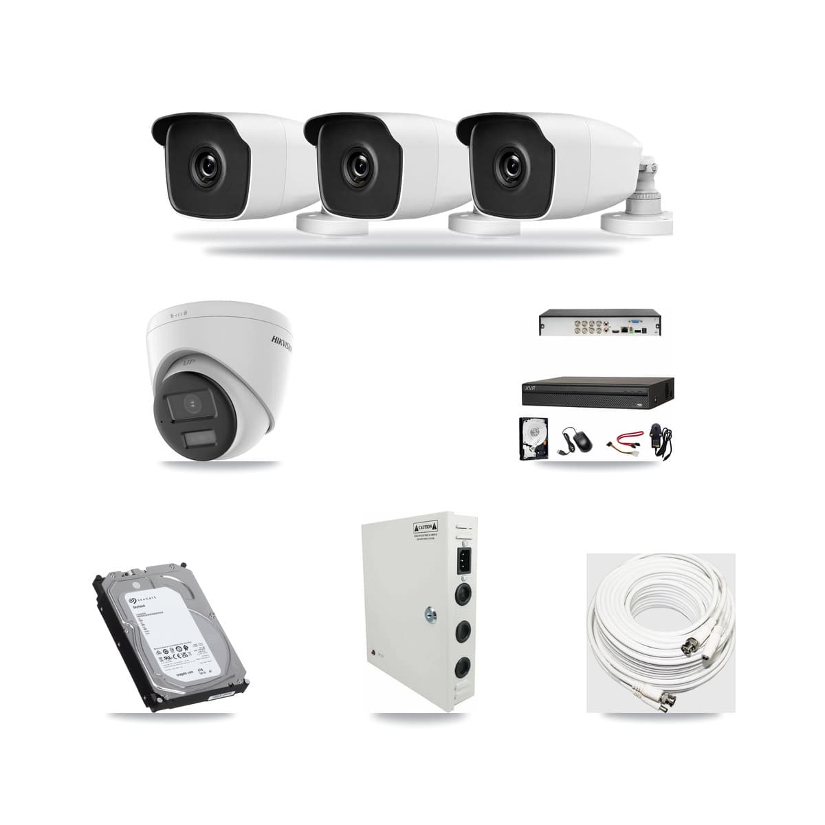 8-Channel 3MP – 4K CCTV Kit — 1 Hikvision 4K Turret + 3 HiLook 3MP Bullet Cameras + 6TB Recording (XVR-3108AD Recorder) - Image 1