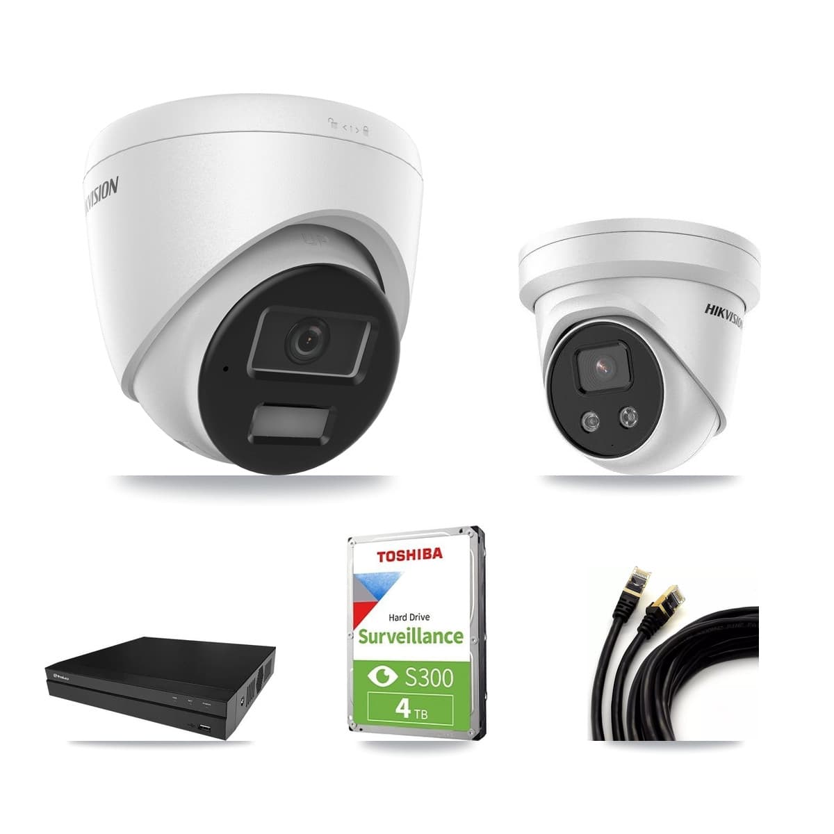 Hikvision & Prolux 8-Channel 4MP – 5MP CCTV Kit — 2 4MP + 1 5MP Turret Cameras + 4TB Recording