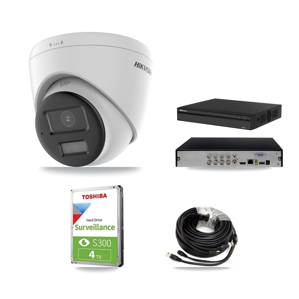 Hikvision & Prolux 8-Channel 5MP CCTV Kit — 2 DS-2CE78K0T + 1 DS-2CE78K0T Turret Cameras + 4TB Recording