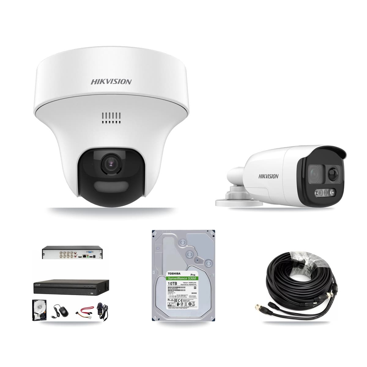 Hikvision & Dahua 8-Channel 5MP CCTV Kit — 1 Bullet + 7 Turret Cameras + 10TB Recording (XVR-3108AD Recorder)