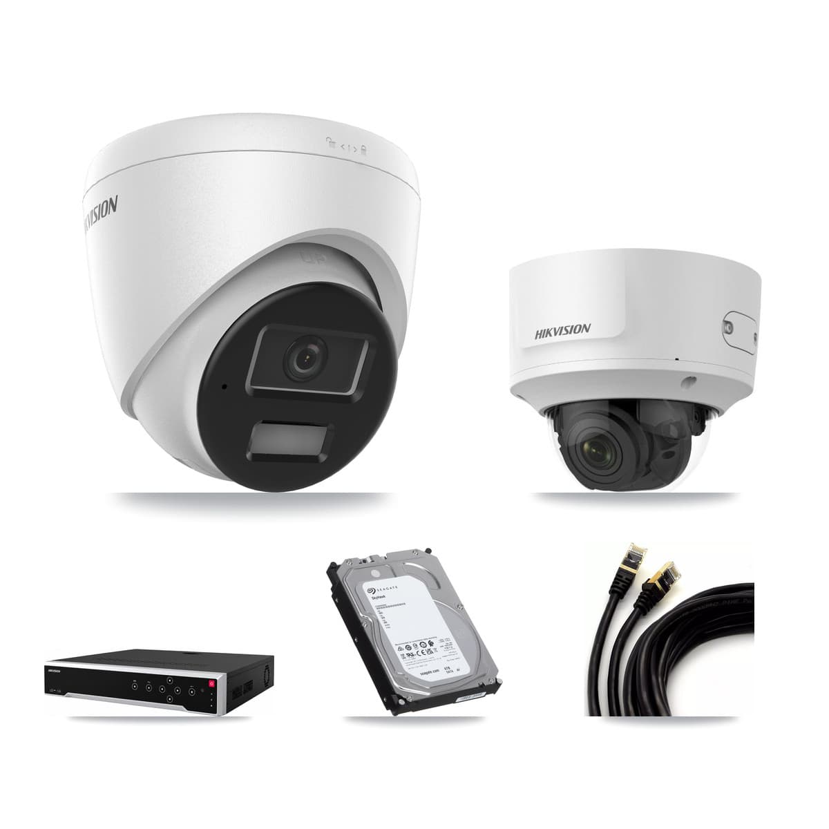 Hikvision 32-Channel 2MP – 4MP CCTV Kit — 14 4MP Turret + 1 2MP Dome Cameras + 3× 6TB Recording