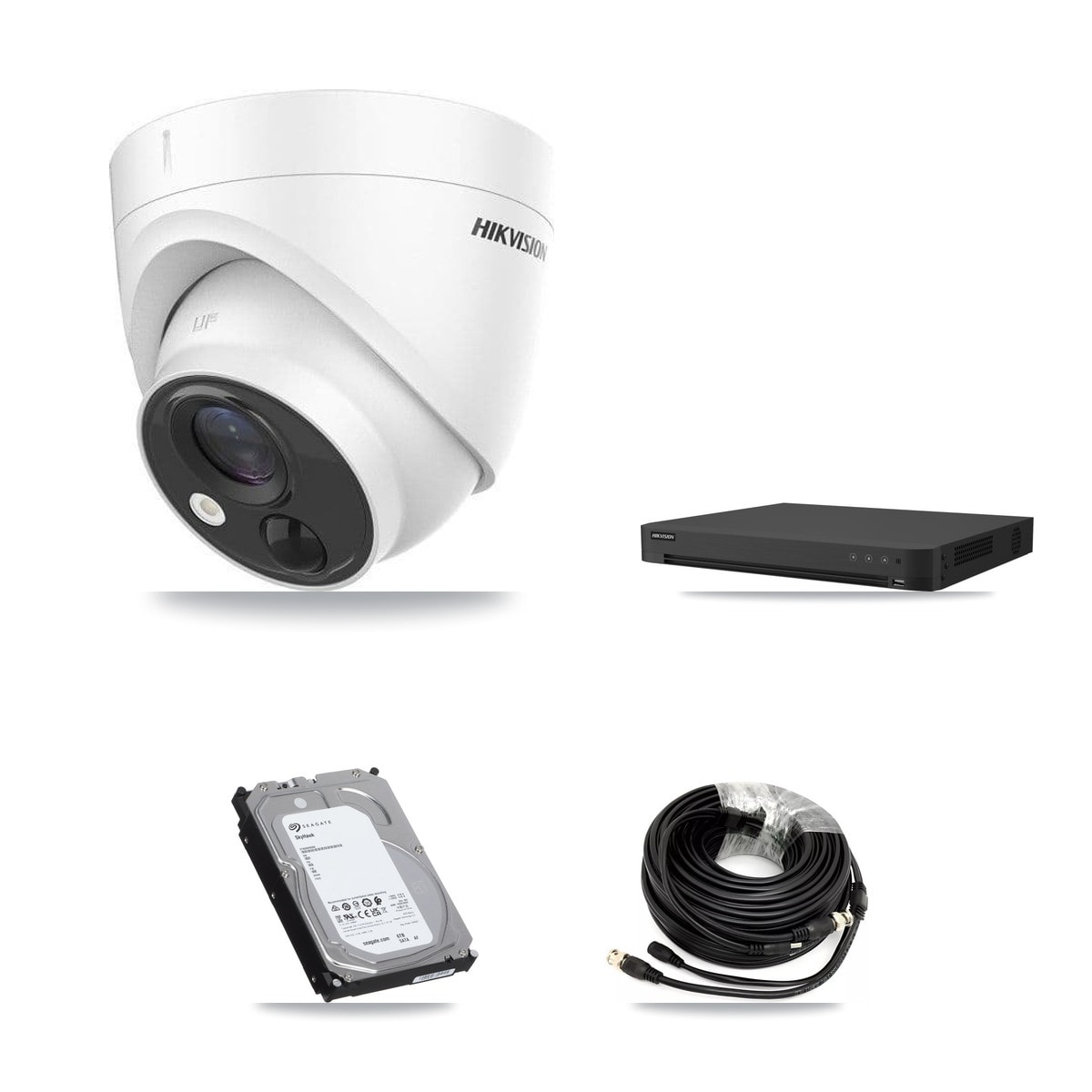 Hikvision 16-Channel 5MP CCTV Kit — 8 DS-2CE71H0T Turret Cameras + 6TB Recording (IDS-7216HUHI Recorder)