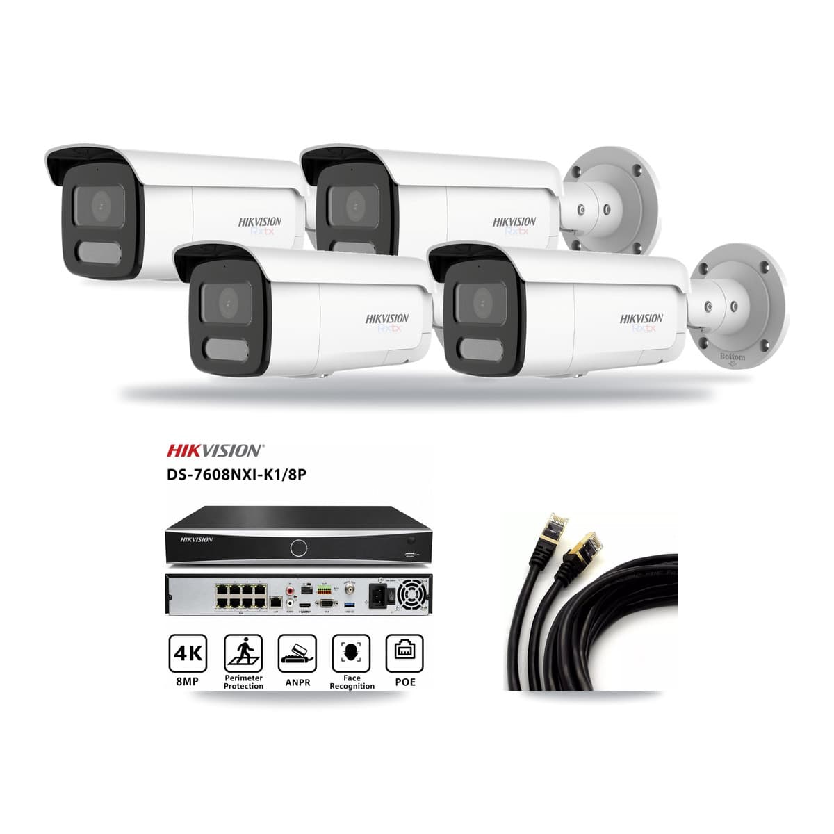 Hikvision 8-Channel 4K CCTV Kit — 4 Bullet Cameras + 3TB Recording - Image 1