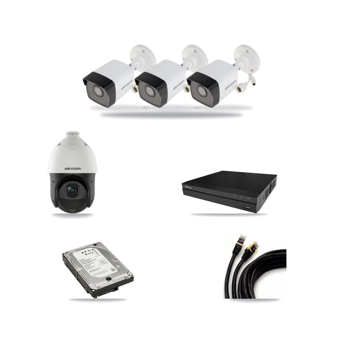 Hikvision & Prolux 8-Channel 4MP – 5MP CCTV Kit — 3 5MP Bullet + 1 4MP PTZ Cameras + 5TB Recording - Image 1