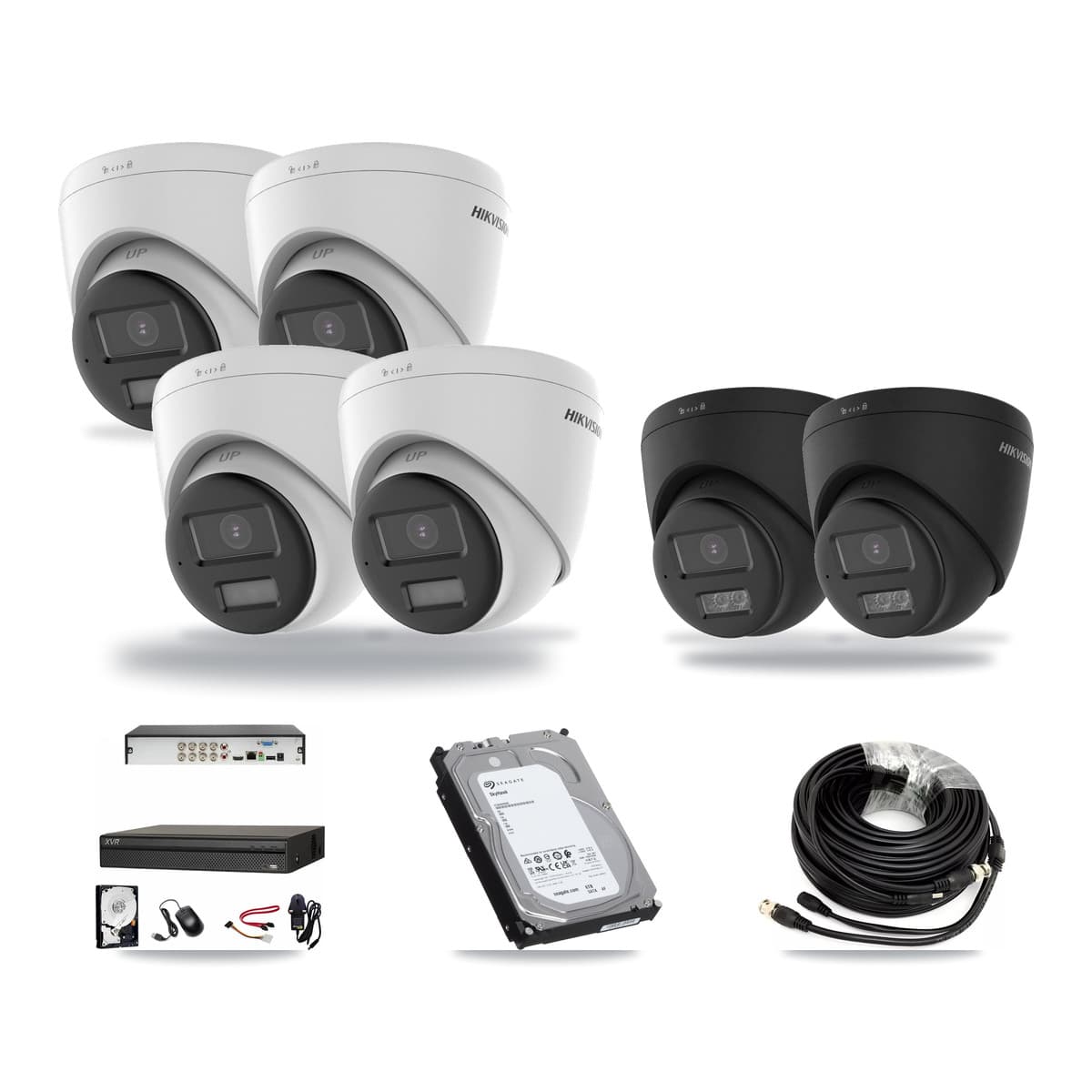 Hikvision & Dahua 8-Channel 4K CCTV Kit — 4 DS-2CE78U0T + 2 DS-2CE78U0T Turret Cameras + 6TB Recording - Image 1